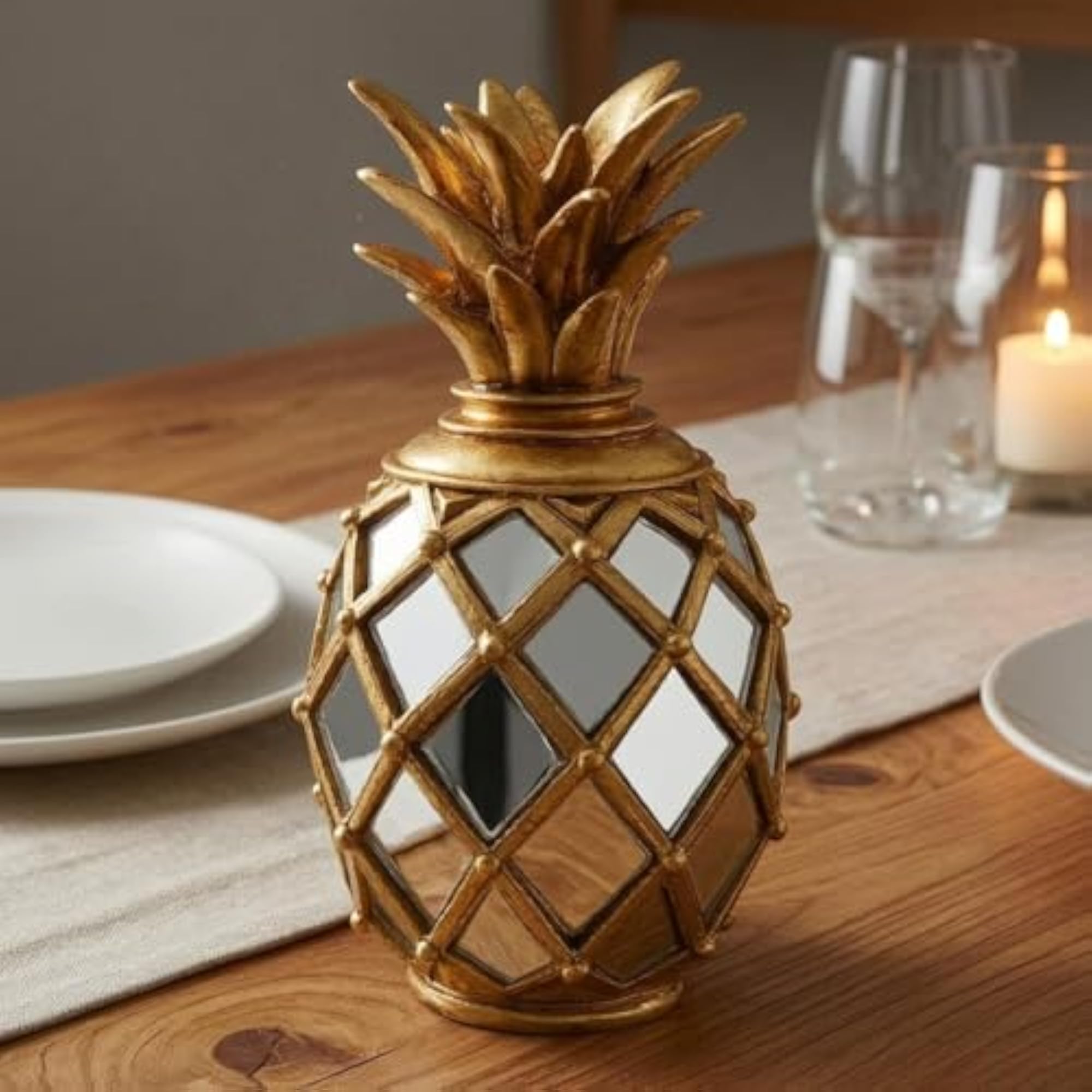 Lattice Pineapple Candleholder, Resin Faceted Pineapple Holder